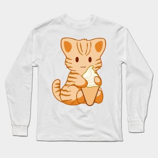 Ice Cream Orange Tabby Cat Long Sleeve T-Shirt